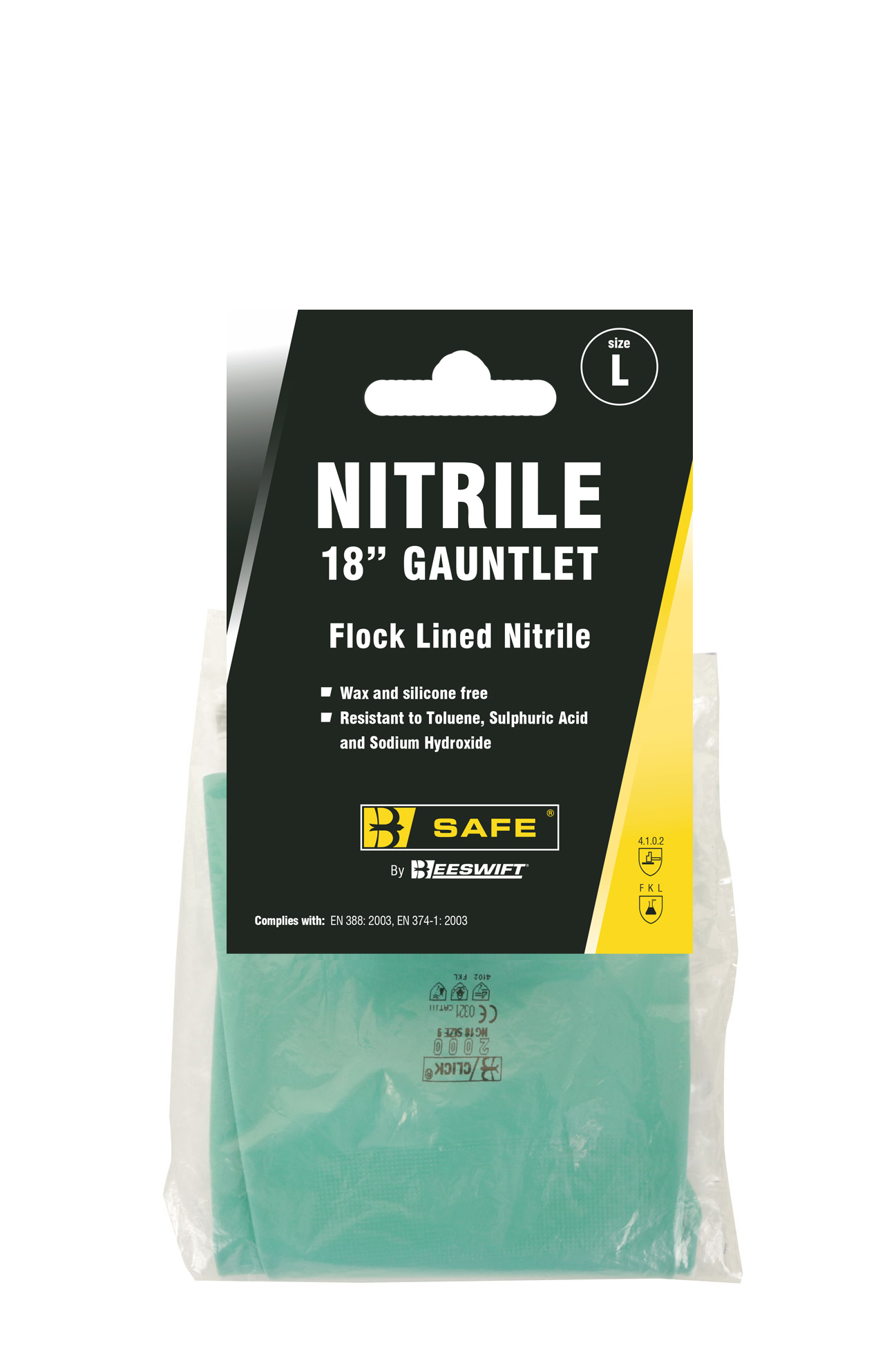 18" NITRILE GAUNTLET GREEN LGE