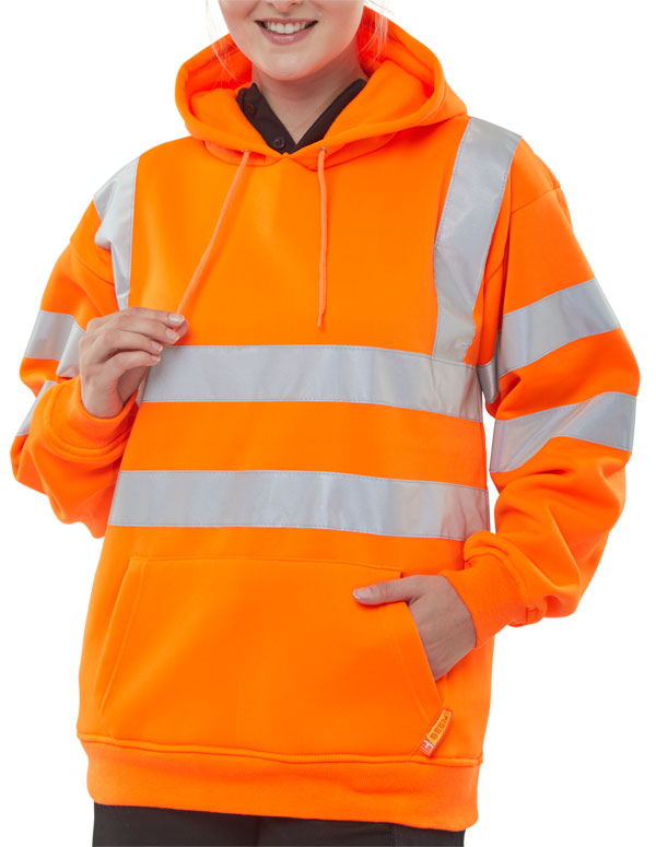 HOODY PULL ON SWEATSHIRT H/V ORANGE LGE