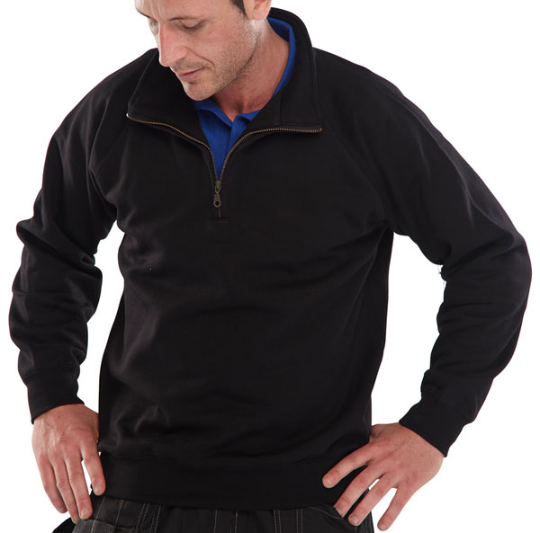 QUARTER ZIP PC S/SHIRT BLK XS