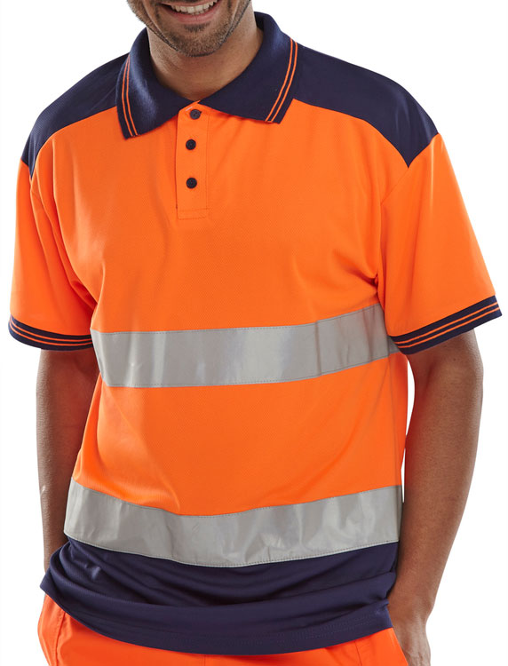 PK SHIRT 2TONE ORANGE/NAVY XXL