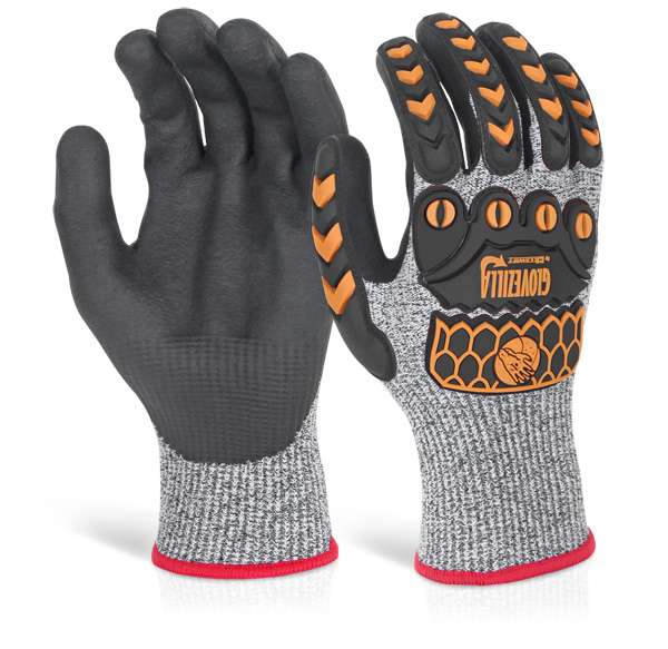 GLOVEZILLA NITRILE PALM COATED GLOVE GREY LGE