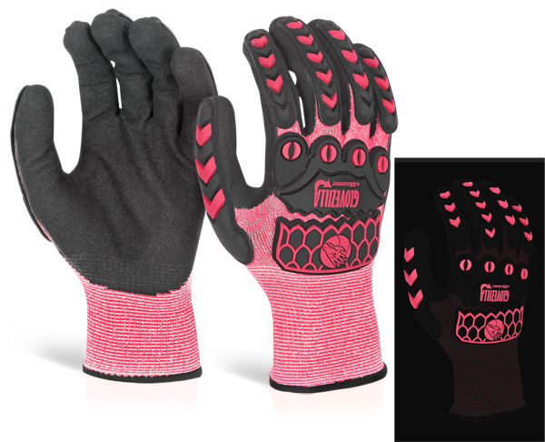 GLOVEZILLA GLOW IN THE DARK FOAM NITRILE GLOVE PINK MED