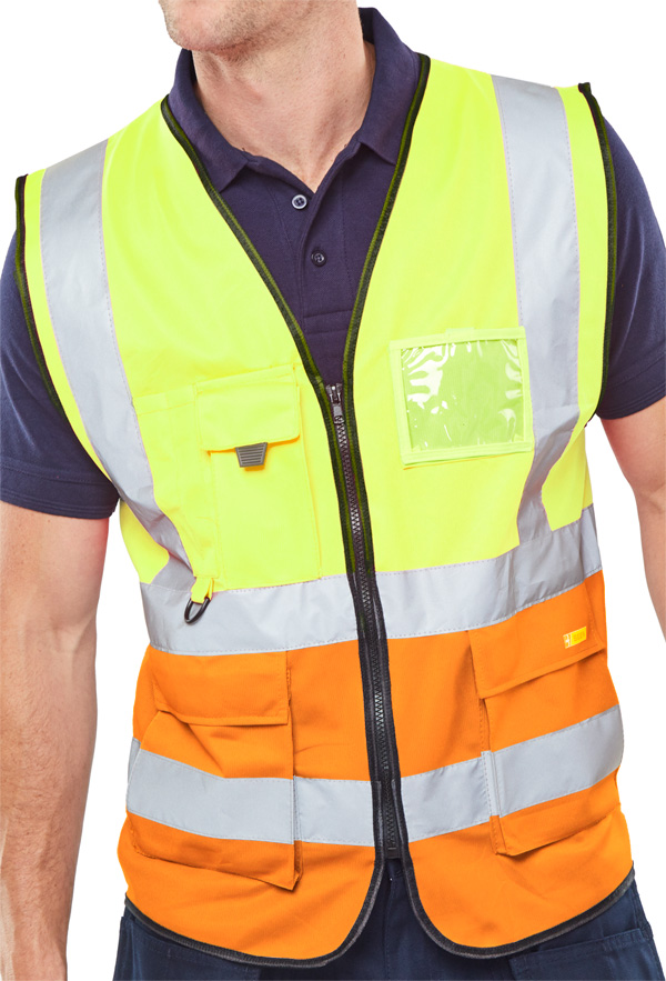 TWO TONE EXECUTIVE WAISTCOAT SY/ORANGE SIZE XXL