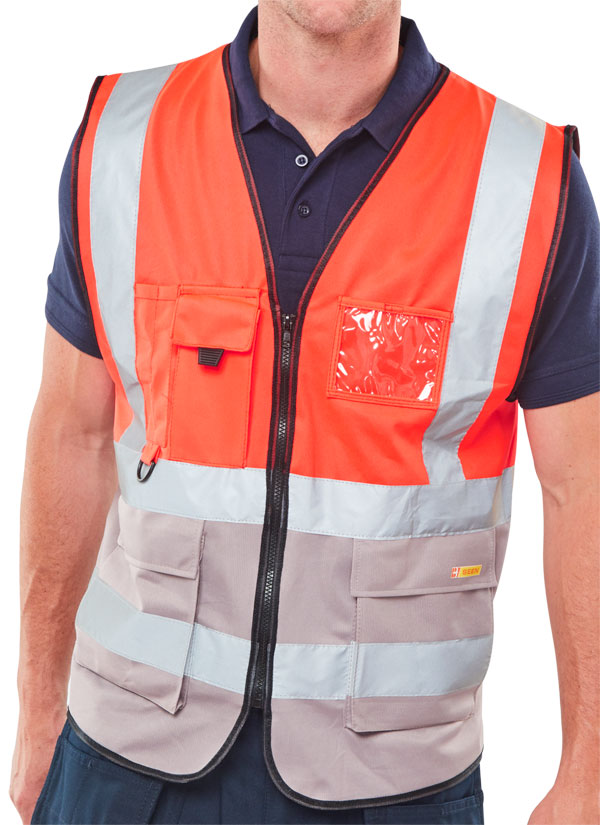 TWO TONE EXECUTIVE WAISTCOAT RED/GREY XXXL