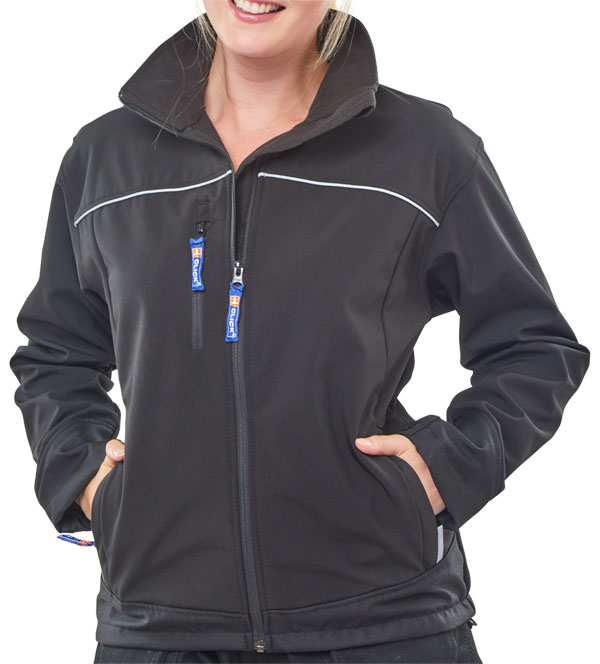 LADIES BLACK SOFT SHELL JKT XL (SIZE 16)