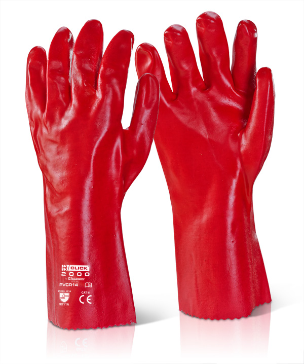 PVC GAUNTLET RED 14"