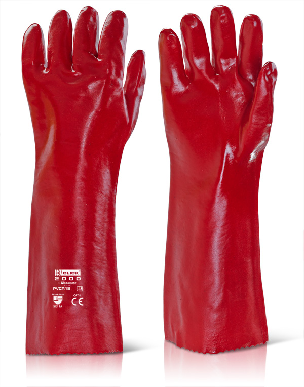 PVC GAUNTLET RED 18"