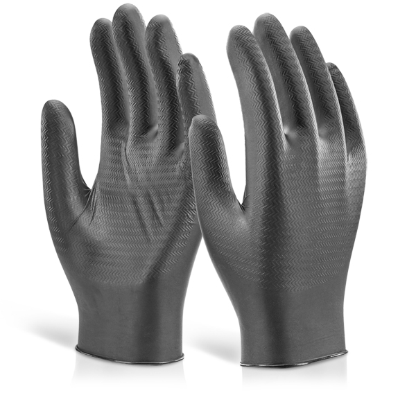 NITRILE DISPOSABLE GRIPPER GLOVE POWDER FREE BL S (7)