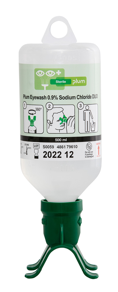 PLUM EYEWASH 500ML 0.9 PERCENT SODIUM CHLORIDE DUO