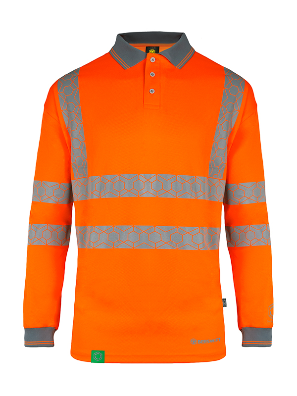 ENVIROWEAR RECYCLABLE HI-VIS LONG SLEEVE POLO SHIRT OR XXL