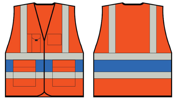 ORANGE EXECUTIVE VEST WITH ROYAL BLUE BAND SML