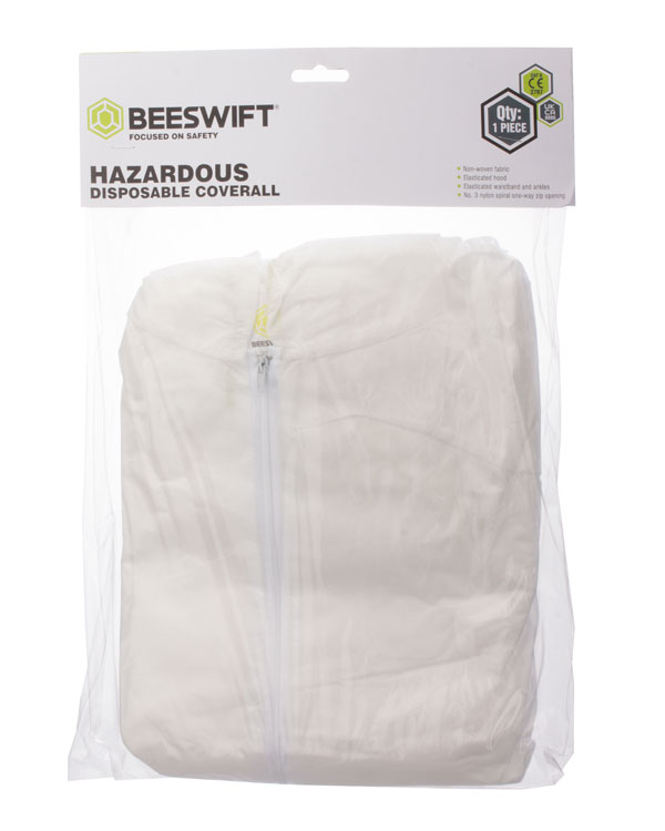DISPOSABLE BOILERSUIT WHITE XL POS
