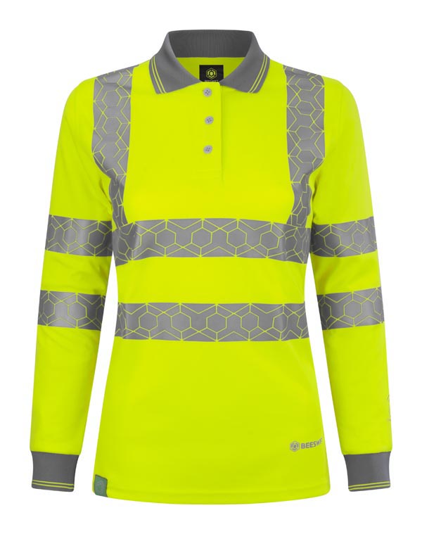 EWEAR RECYCLABLE WOMENS HI VIS L/S POLO SHIRT SY 16 (XXL)